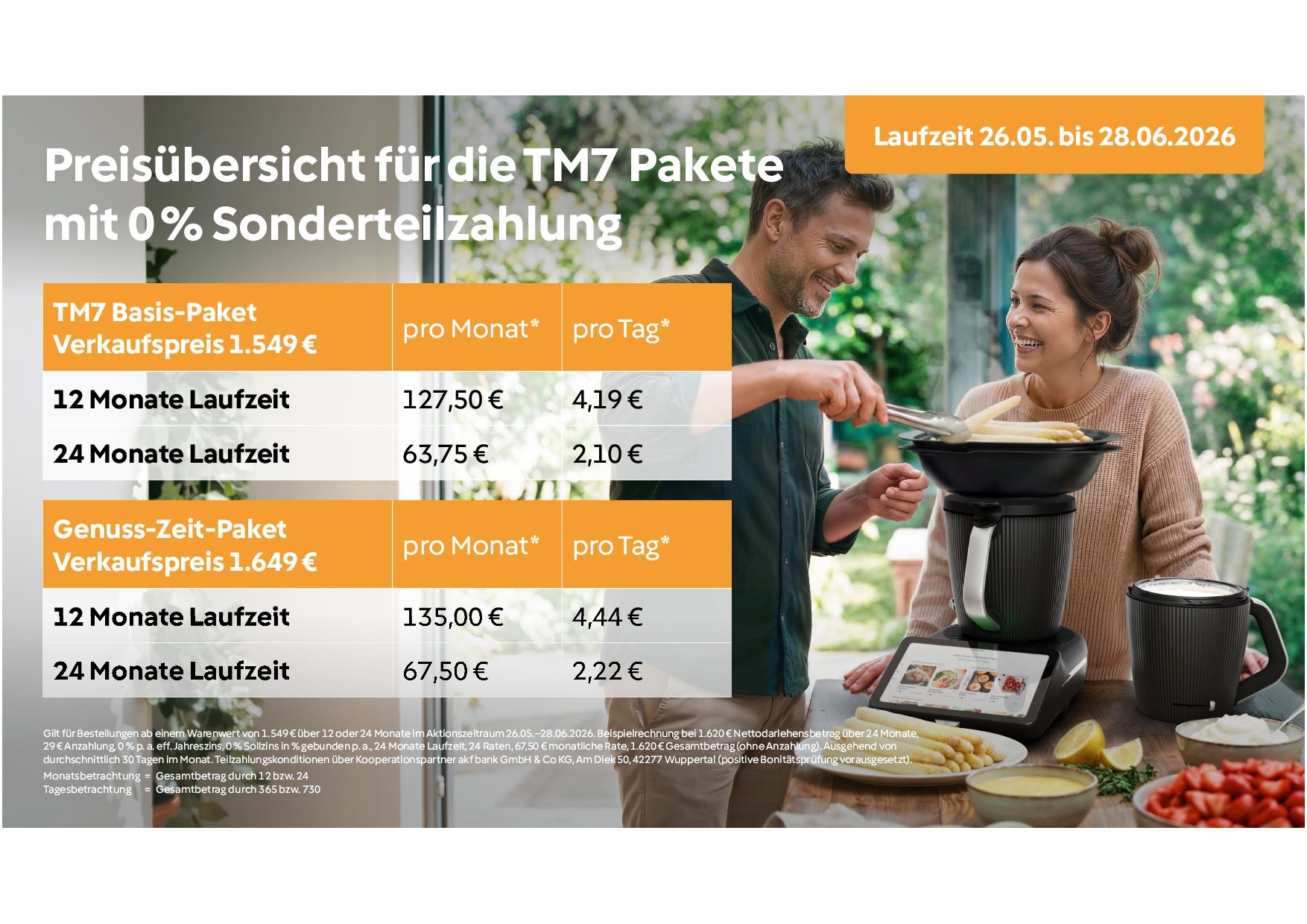 Genuss-Zeit-Paket, Finanzierungsübersicht
